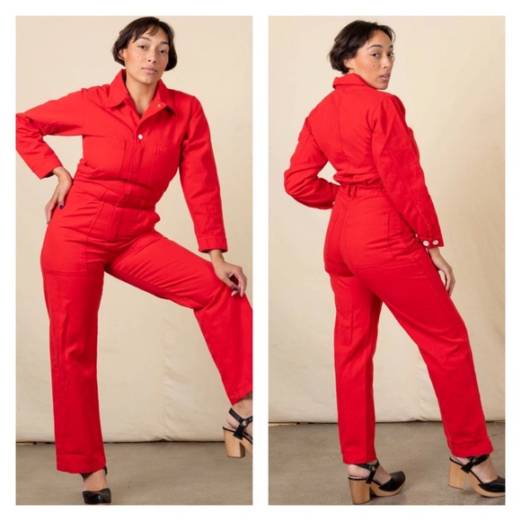 Big Bud Press Pants - Big Bud Press Long Sleeve Jumpsuit Large Rorange